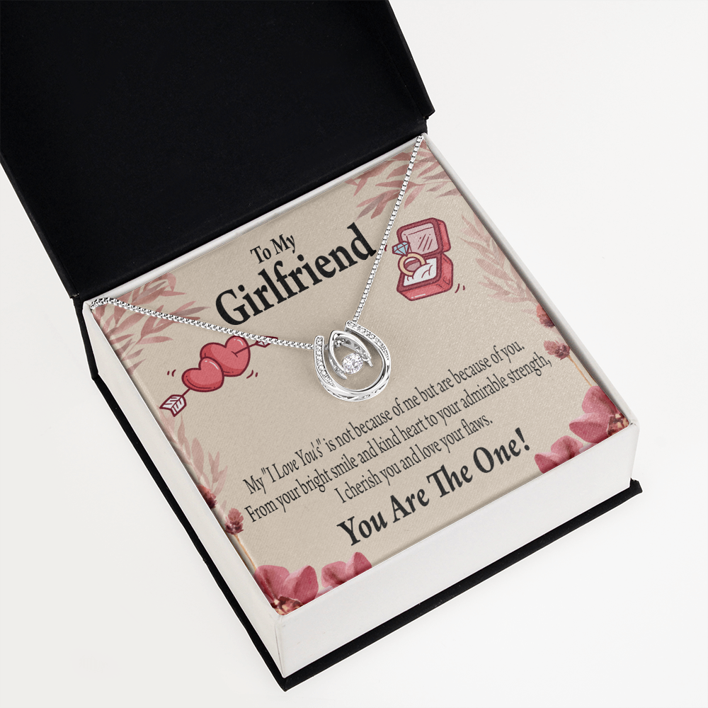 To My Girlfriend The One Lucky Horseshoe Necklace Message Card 14k w CZ Crystals-Express Your Love Gifts