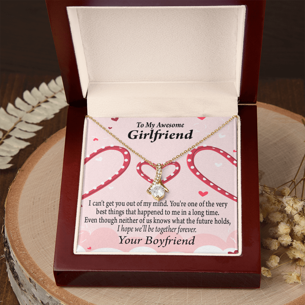 To My Girlfriend We'll Be Together Forever Alluring Ribbon Necklace Message Card-Express Your Love Gifts