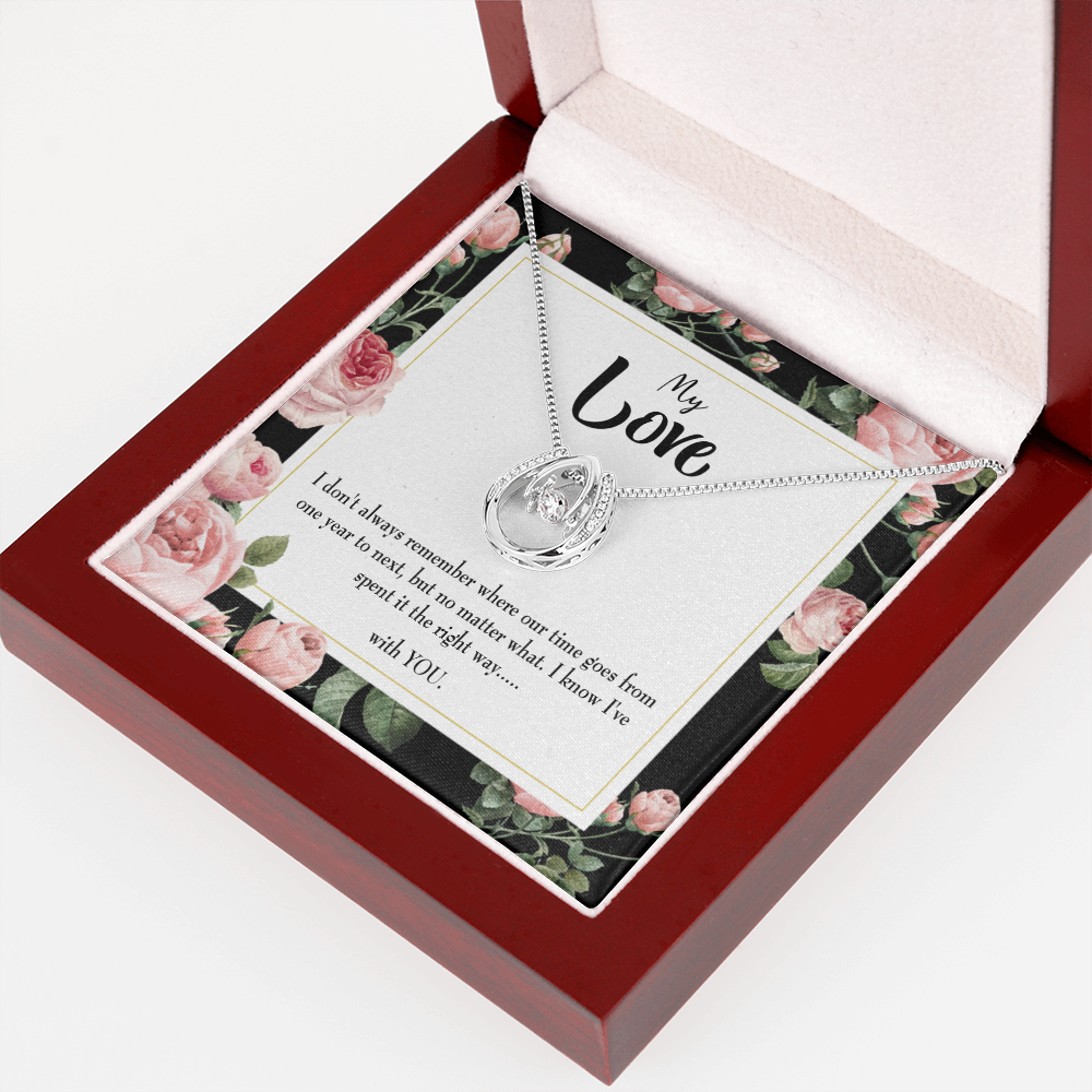 To My Girlfriend With You Lucky Horseshoe Necklace Message Card 14k w CZ Crystals-Express Your Love Gifts