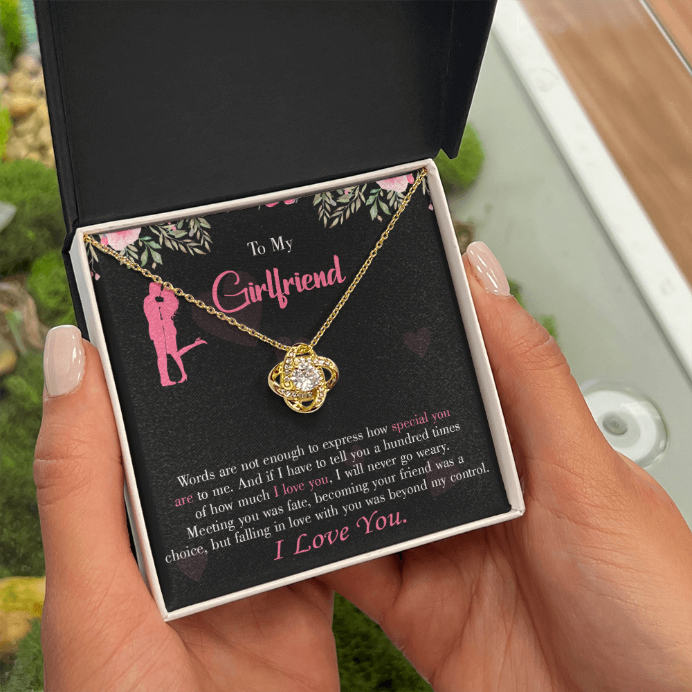 To My Girlfriend Words are Not Enough Infinity Knot Necklace Message Card-Express Your Love Gifts