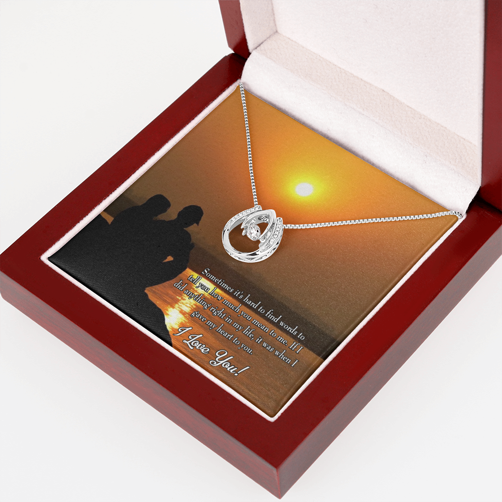 To My Girlfriend You Have My Heart Lucky Horseshoe Necklace Message Card 14k w CZ Crystals-Express Your Love Gifts