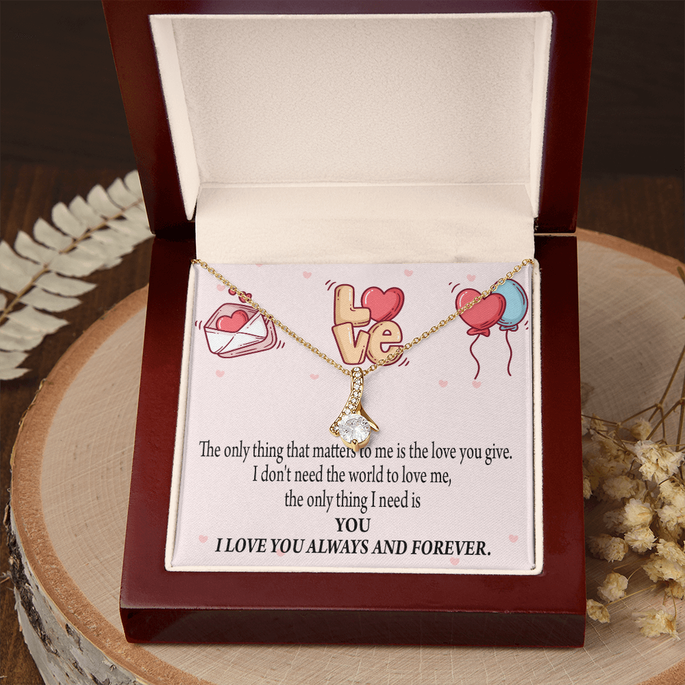To My Girlfriend You Matter Most Alluring Ribbon Necklace Message Card-Express Your Love Gifts