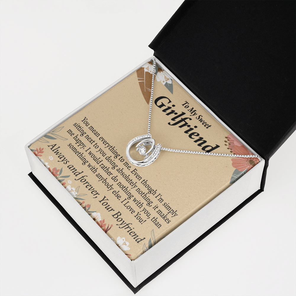 To My Girlfriend You Mean Everything To Me Lucky Horseshoe Necklace Message Card 14k w CZ Crystals-Express Your Love Gifts