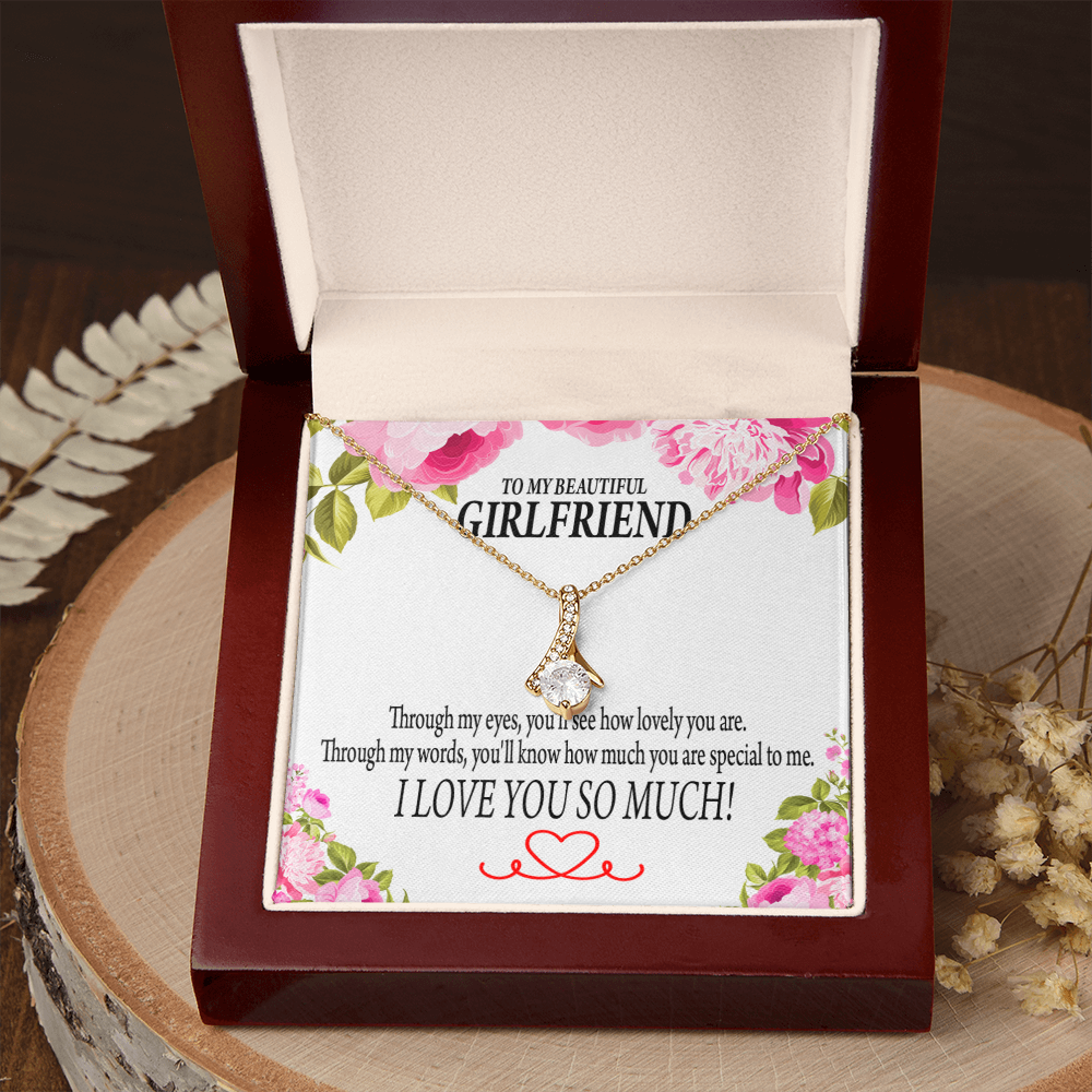 To My Girlfriend Your Special Alluring Ribbon Necklace Message Card-Express Your Love Gifts
