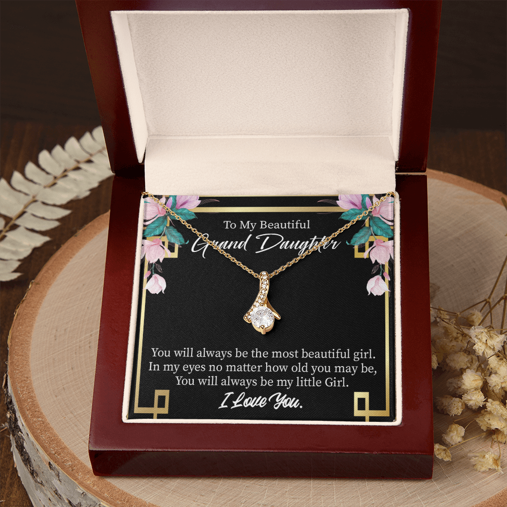 To My Granddaughter Always Little Girl Alluring Ribbon Necklace Message Card-Express Your Love Gifts