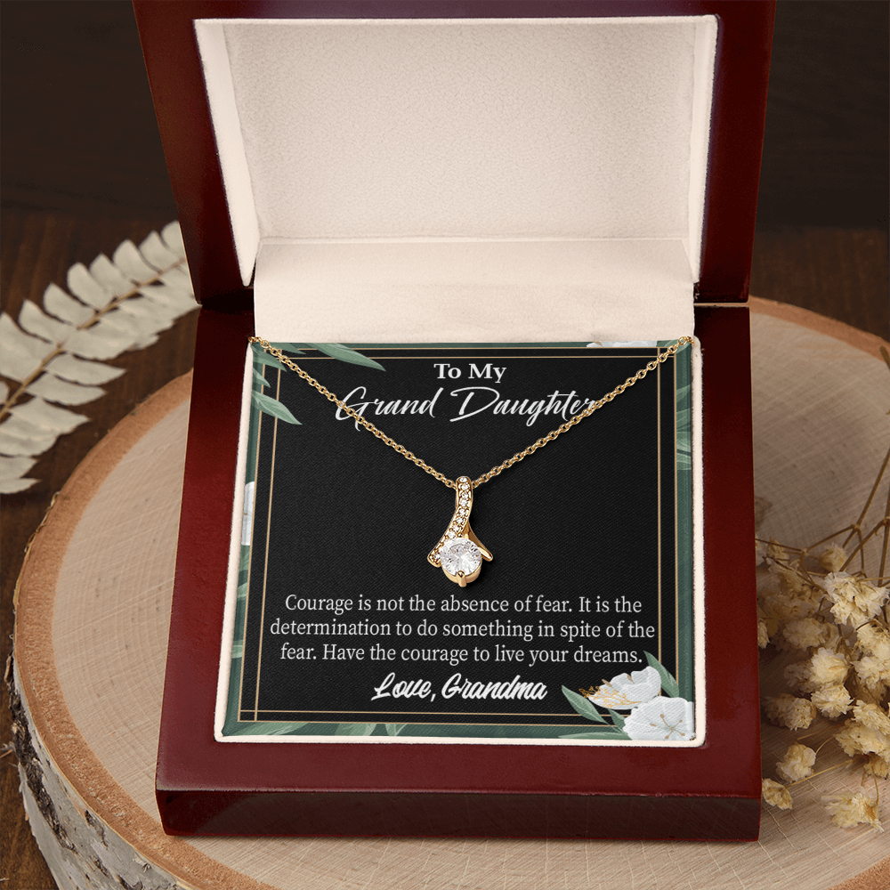 To My Granddaughter Encouragement from Grandma Alluring Ribbon Necklace Message Card-Express Your Love Gifts