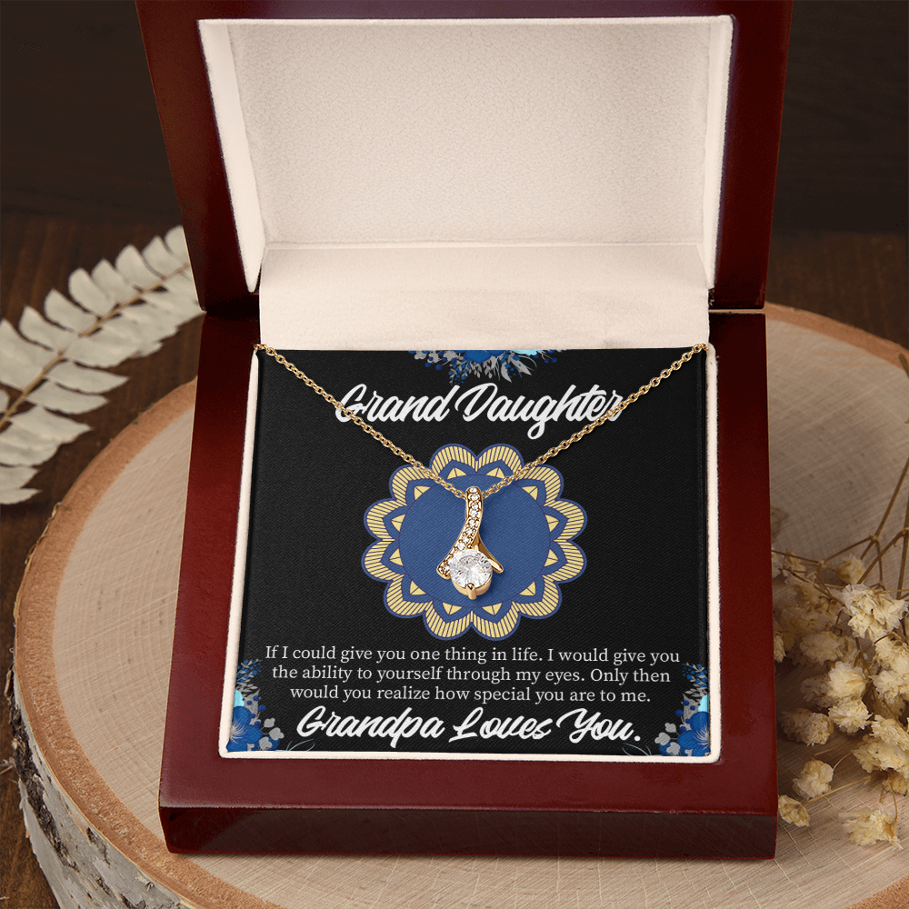 To My Granddaughter Encouragement from Grandpa Alluring Ribbon Necklace Message Card-Express Your Love Gifts