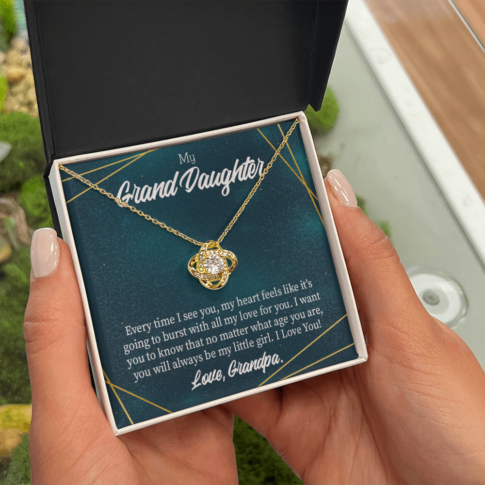 To My Granddaughter Every Time Grandpa Sees You Infinity Knot Necklace Message Card-Express Your Love Gifts