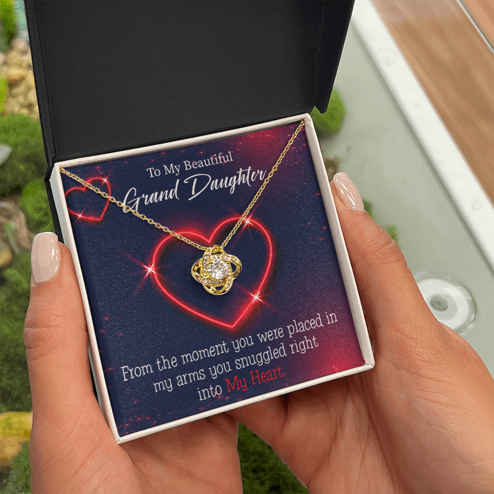 To My Granddaughter Into My Heart Infinity Knot Necklace Message Card-Express Your Love Gifts