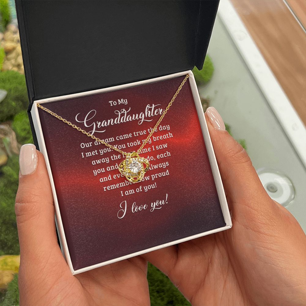 To My Granddaughter Our Dream Came True Infinity Knot Necklace Message Card-Express Your Love Gifts