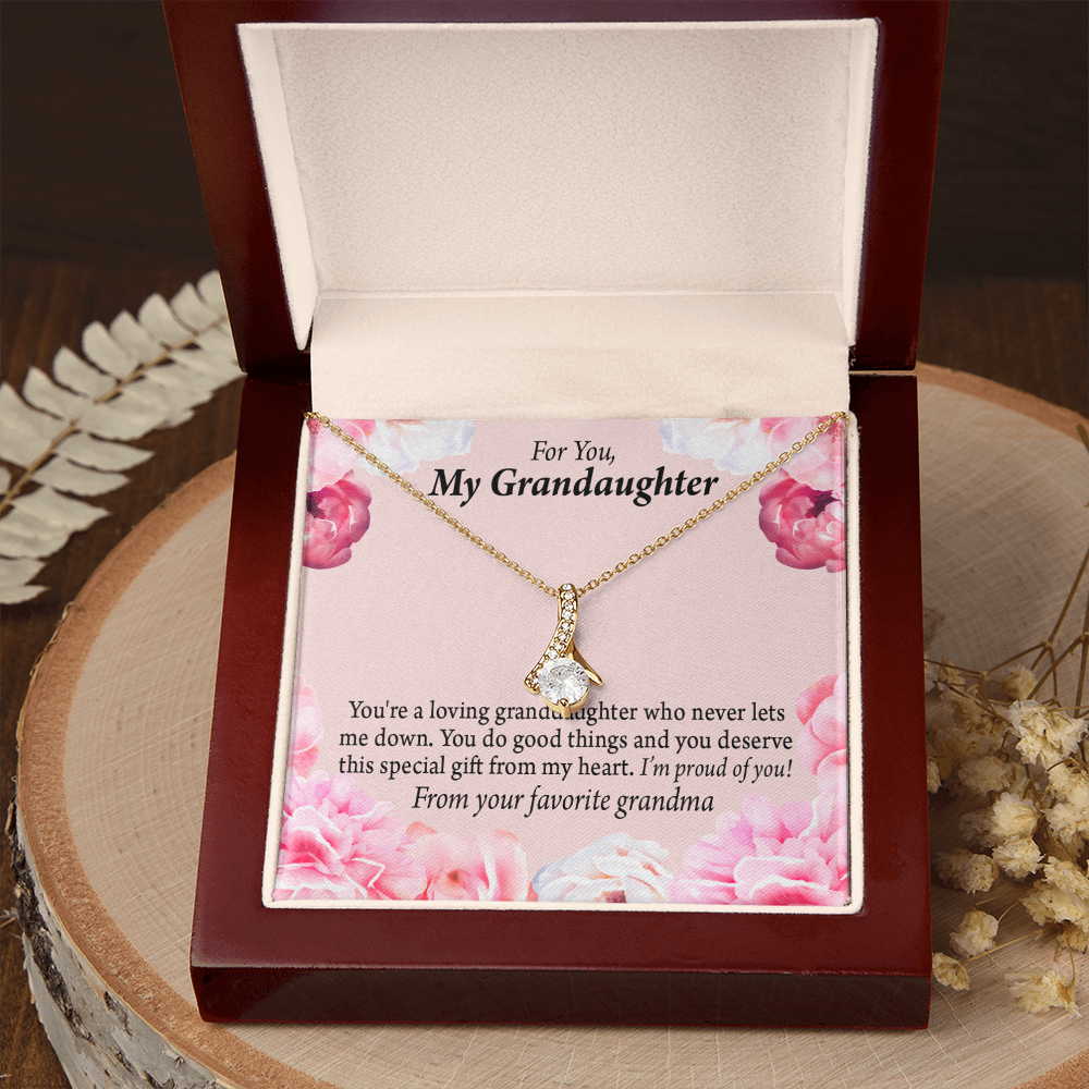 To My Granddaughter Special Gift For Granddaughter Alluring Ribbon Necklace Message Card-Express Your Love Gifts