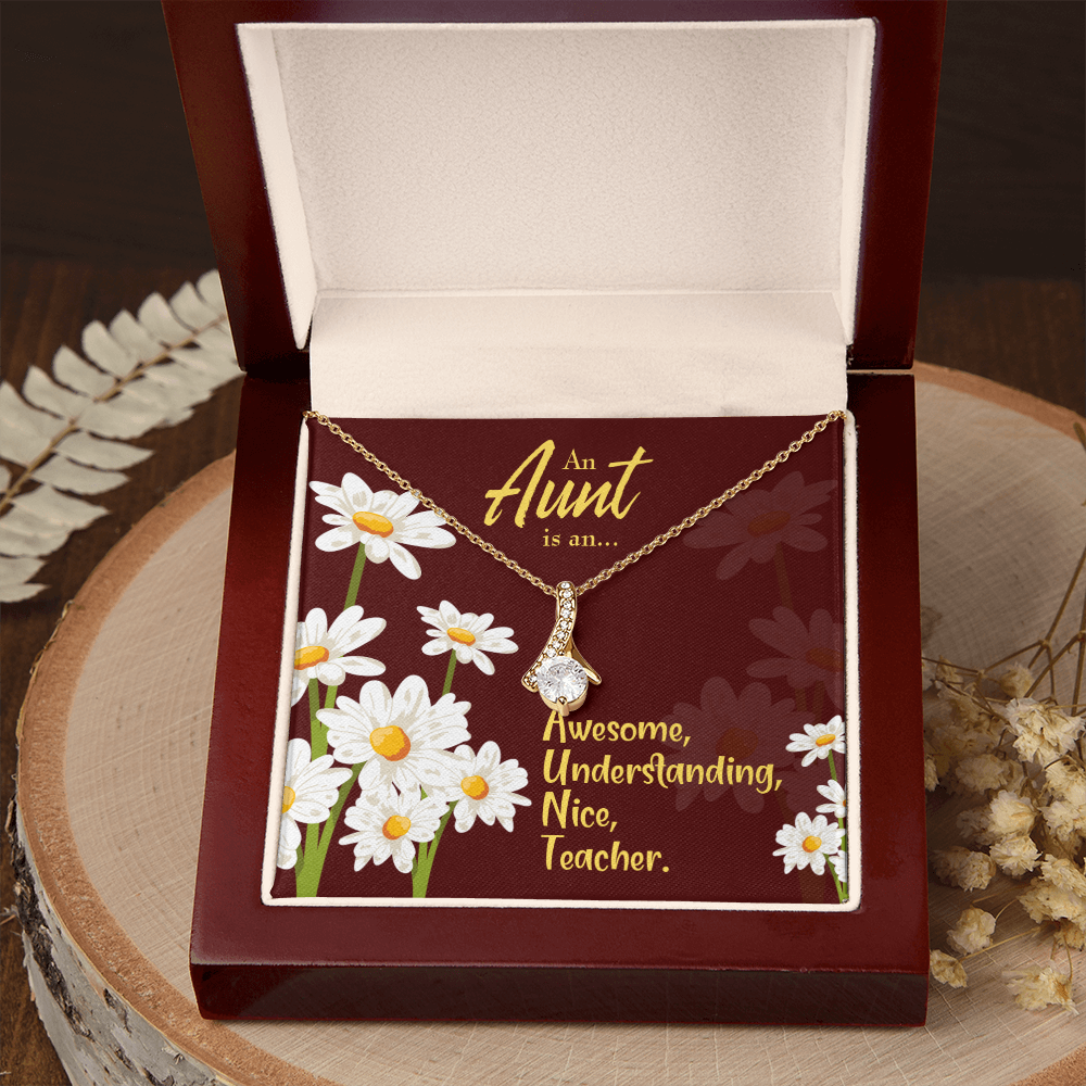 To My Granddaughter To My Aunt AUNT Alluring Ribbon Necklace Message Card-Express Your Love Gifts