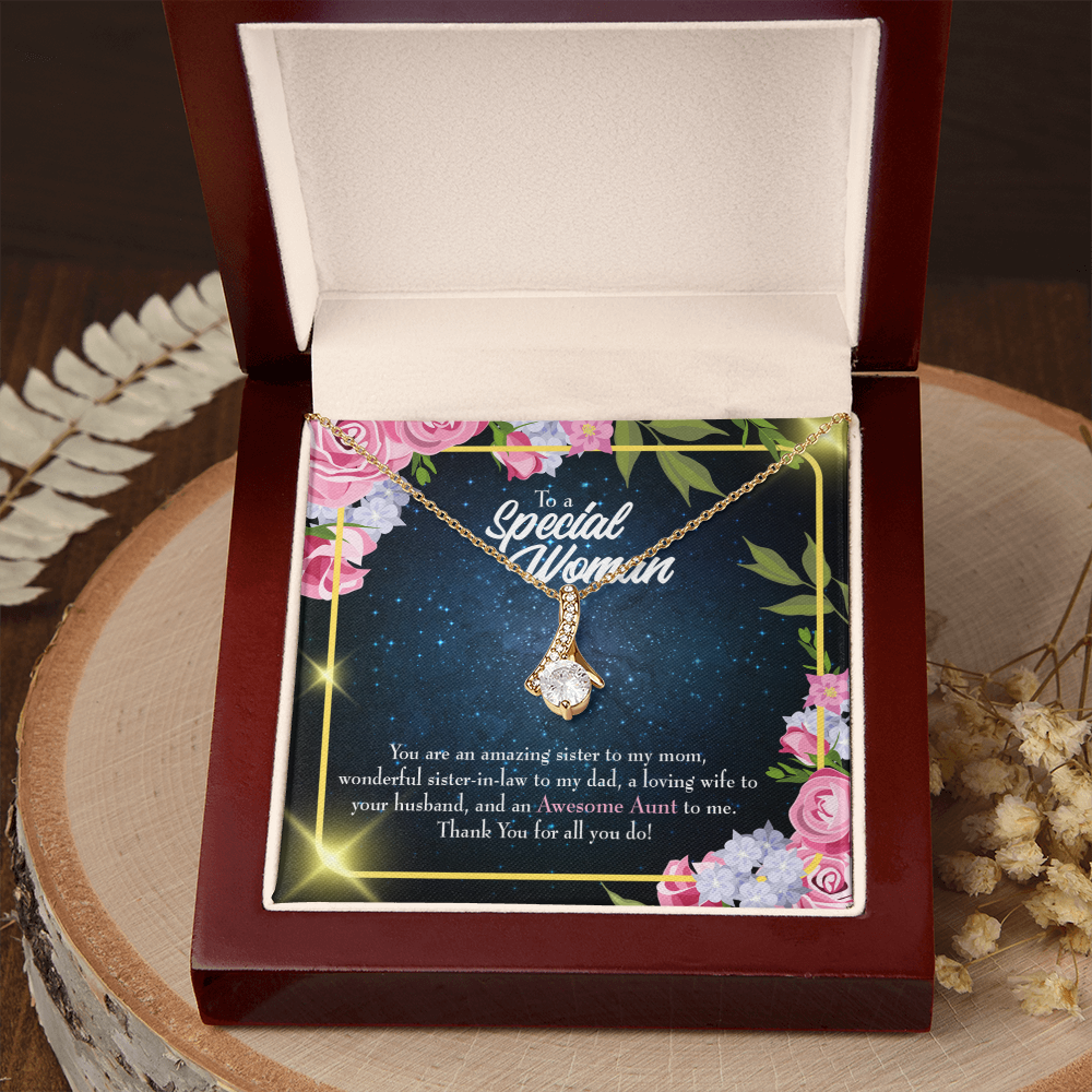 To My Granddaughter To My Aunt Awesome Auntie Alluring Ribbon Necklace Message Card-Express Your Love Gifts