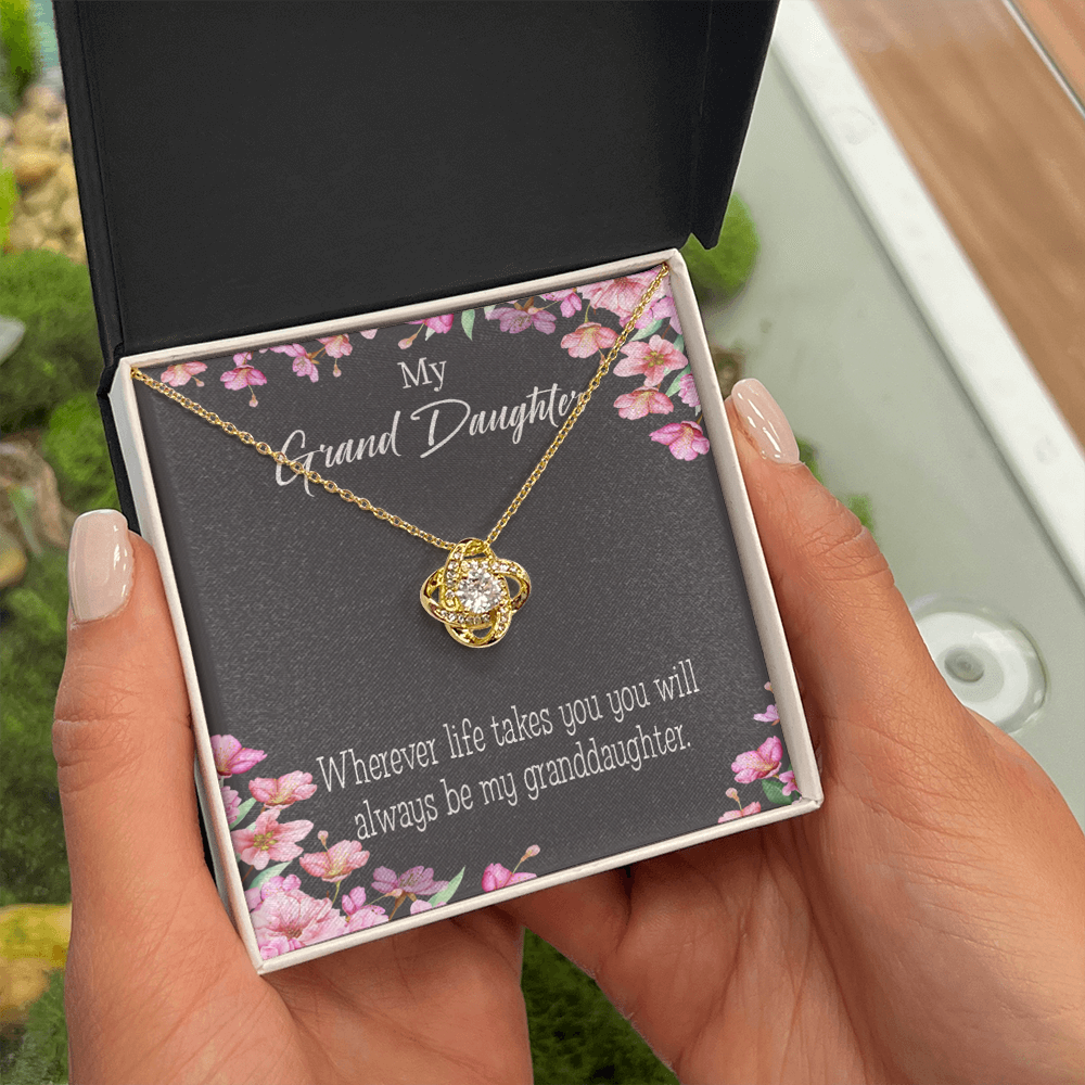 To My Granddaughter Wherever Life Infinity Knot Necklace Message Card-Express Your Love Gifts