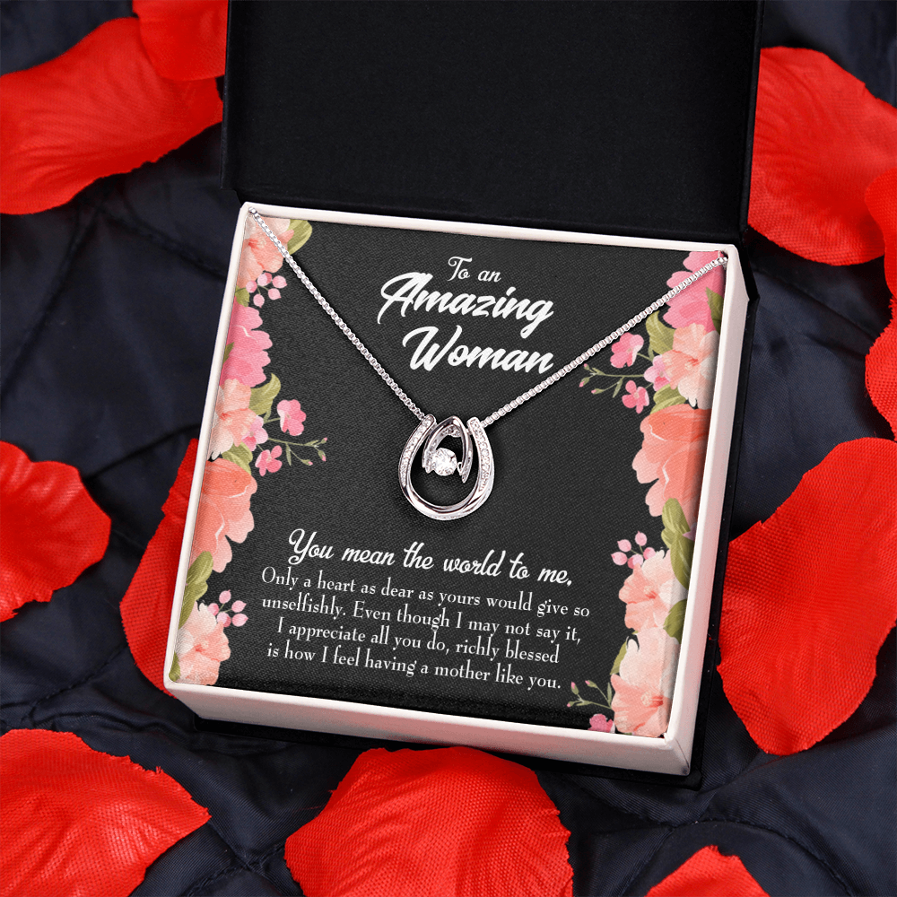 To My Grandma is Giving Lucky Horseshoe Necklace Message Card 14k w CZ Crystals-Express Your Love Gifts