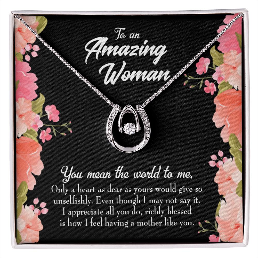 To My Grandma is Giving Lucky Horseshoe Necklace Message Card 14k w CZ Crystals-Express Your Love Gifts