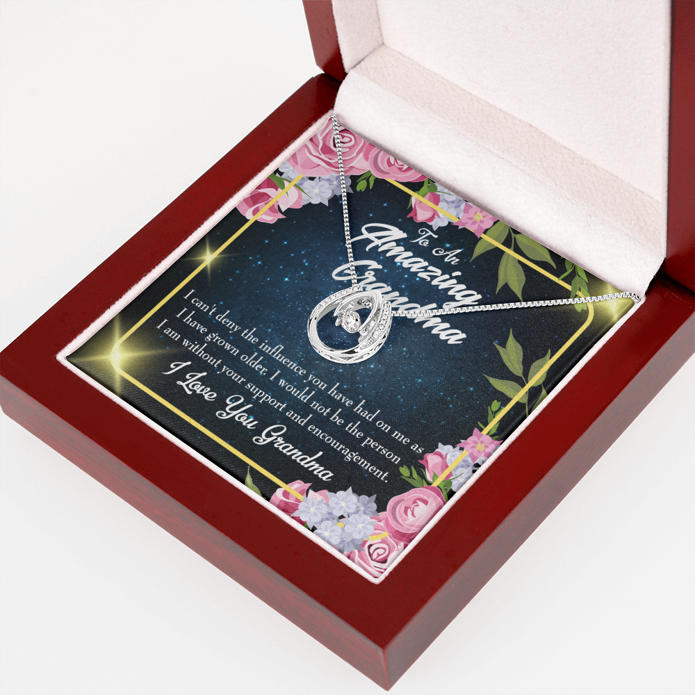 To My Grandma Love Lucky Horseshoe Necklace Message Card 14k w CZ Crystals-Express Your Love Gifts