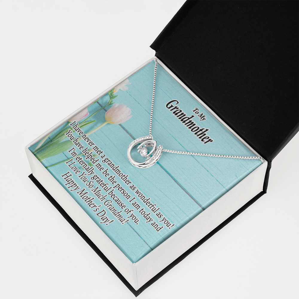 To My Grandmother Happy Mother's Day Lucky Horseshoe Necklace Message Card 14k w CZ Crystals-Express Your Love Gifts
