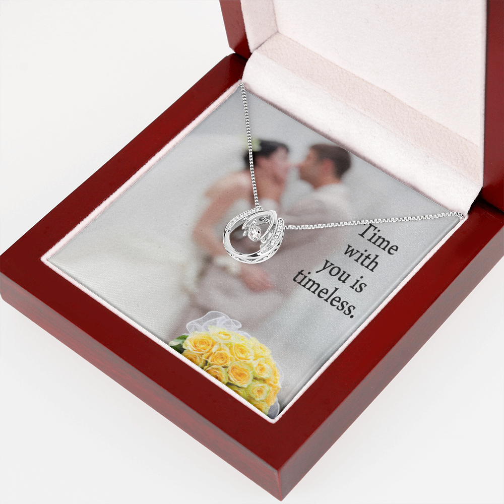 To My Husband Timeless Lucky Horseshoe Necklace Message Card 14k w CZ Crystals-Express Your Love Gifts