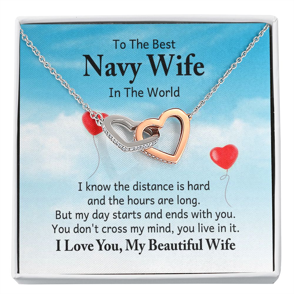To My Navy Wife I Know the Distance is Hard Inseparable Necklace-Express Your Love Gifts