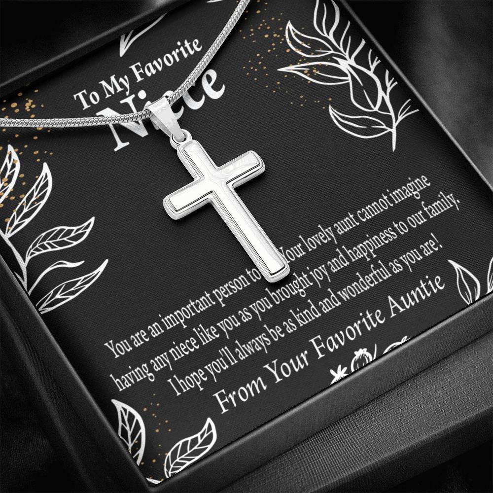 To My Niece You Are An Important Person Cross Card Necklace w Stainless Steel Pendant-Express Your Love Gifts