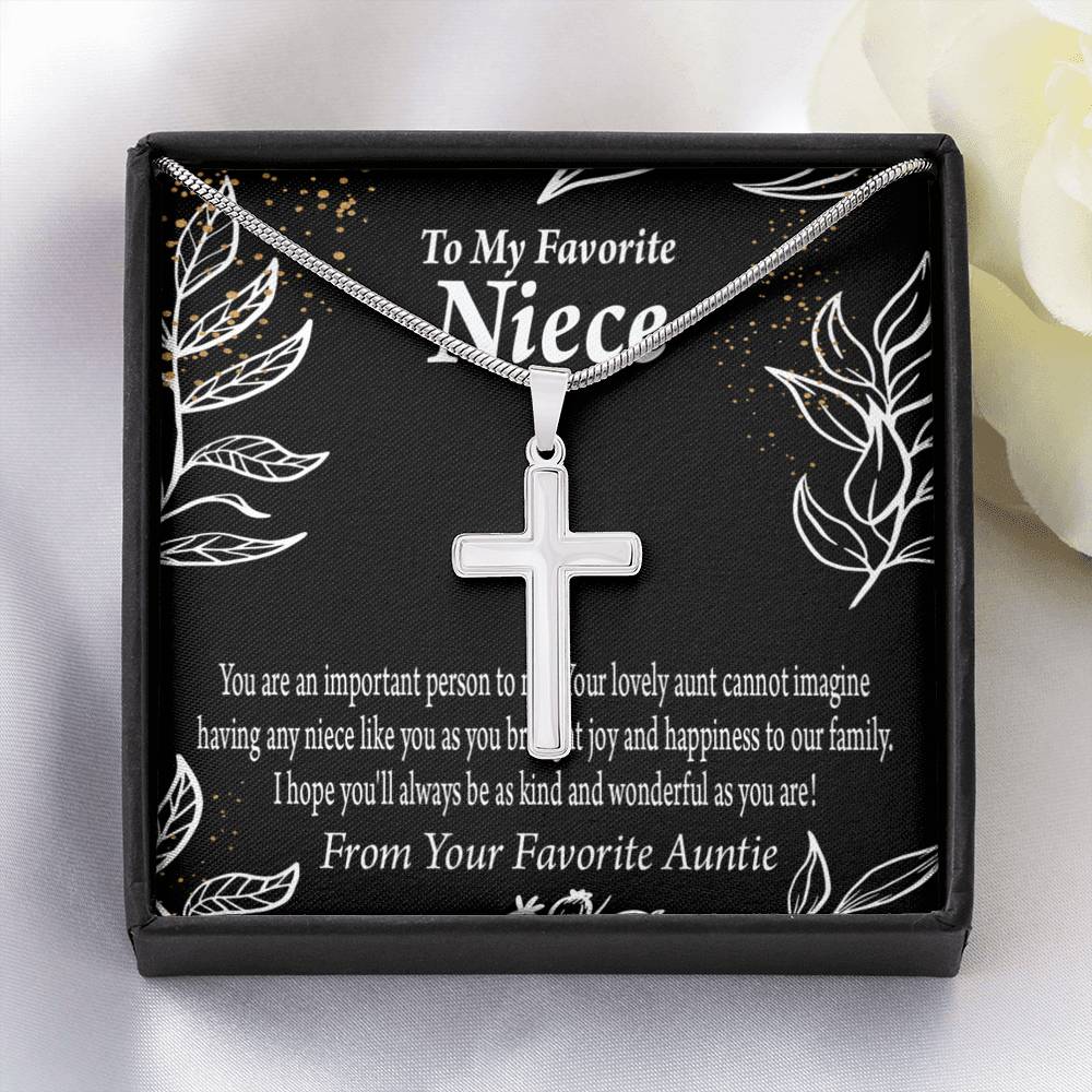 To My Niece You Are An Important Person Cross Card Necklace w Stainless Steel Pendant-Express Your Love Gifts