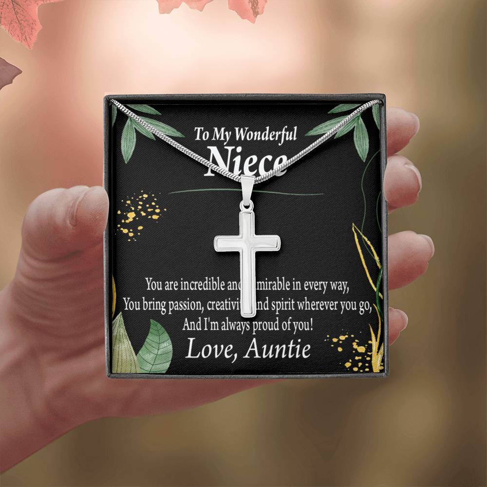 To My Niece You Are Incredible Cross Card Necklace w Stainless Steel Pendant-Express Your Love Gifts