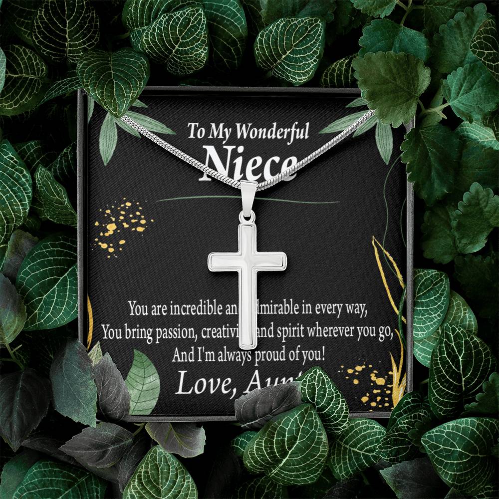 To My Niece You Are Incredible Cross Card Necklace w Stainless Steel Pendant-Express Your Love Gifts
