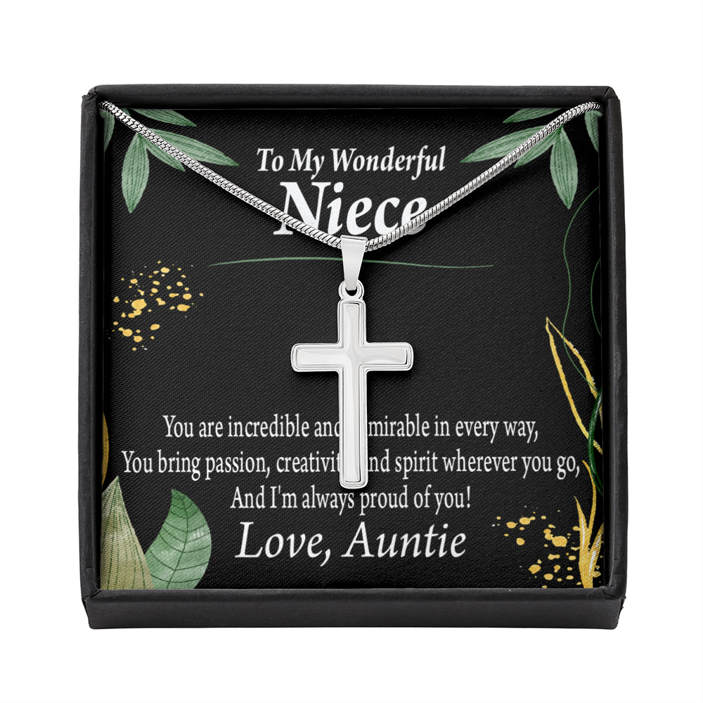 To My Niece You Are Incredible Cross Card Necklace w Stainless Steel Pendant-Express Your Love Gifts