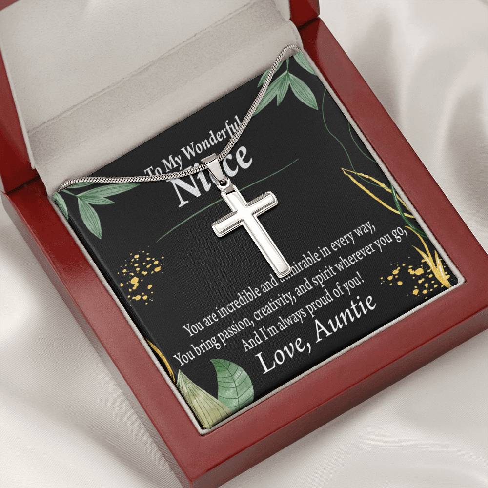 To My Niece You Are Incredible Cross Card Necklace w Stainless Steel Pendant-Express Your Love Gifts