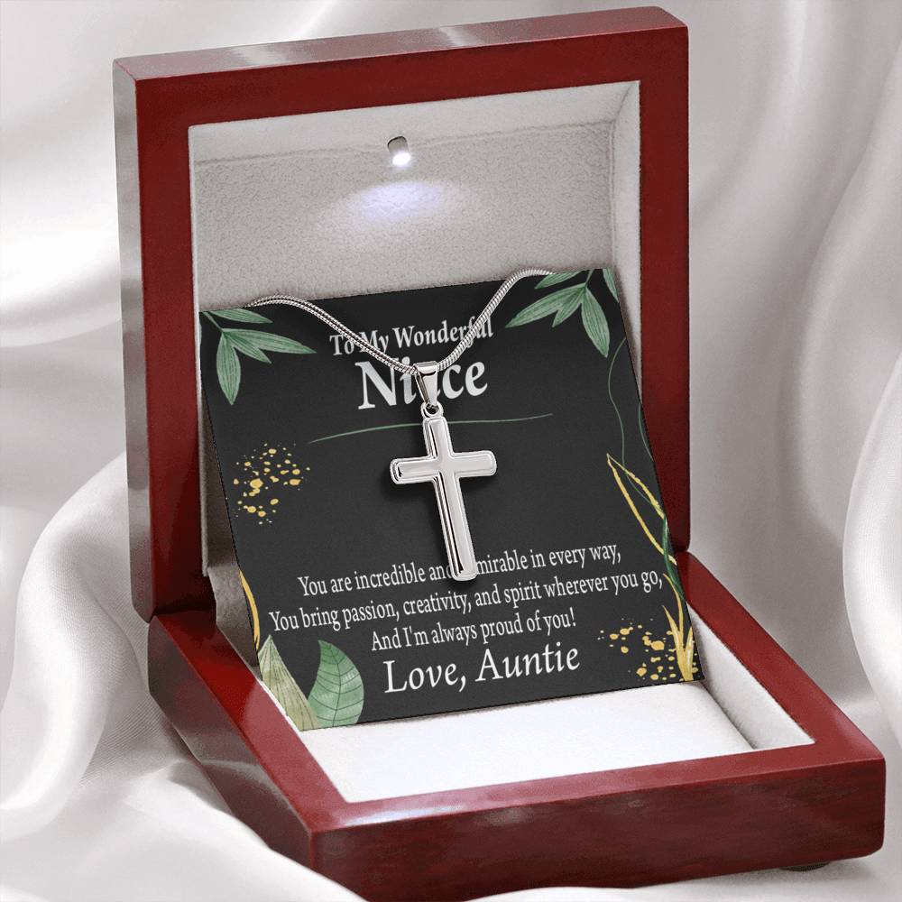 To My Niece You Are Incredible Cross Card Necklace w Stainless Steel Pendant-Express Your Love Gifts