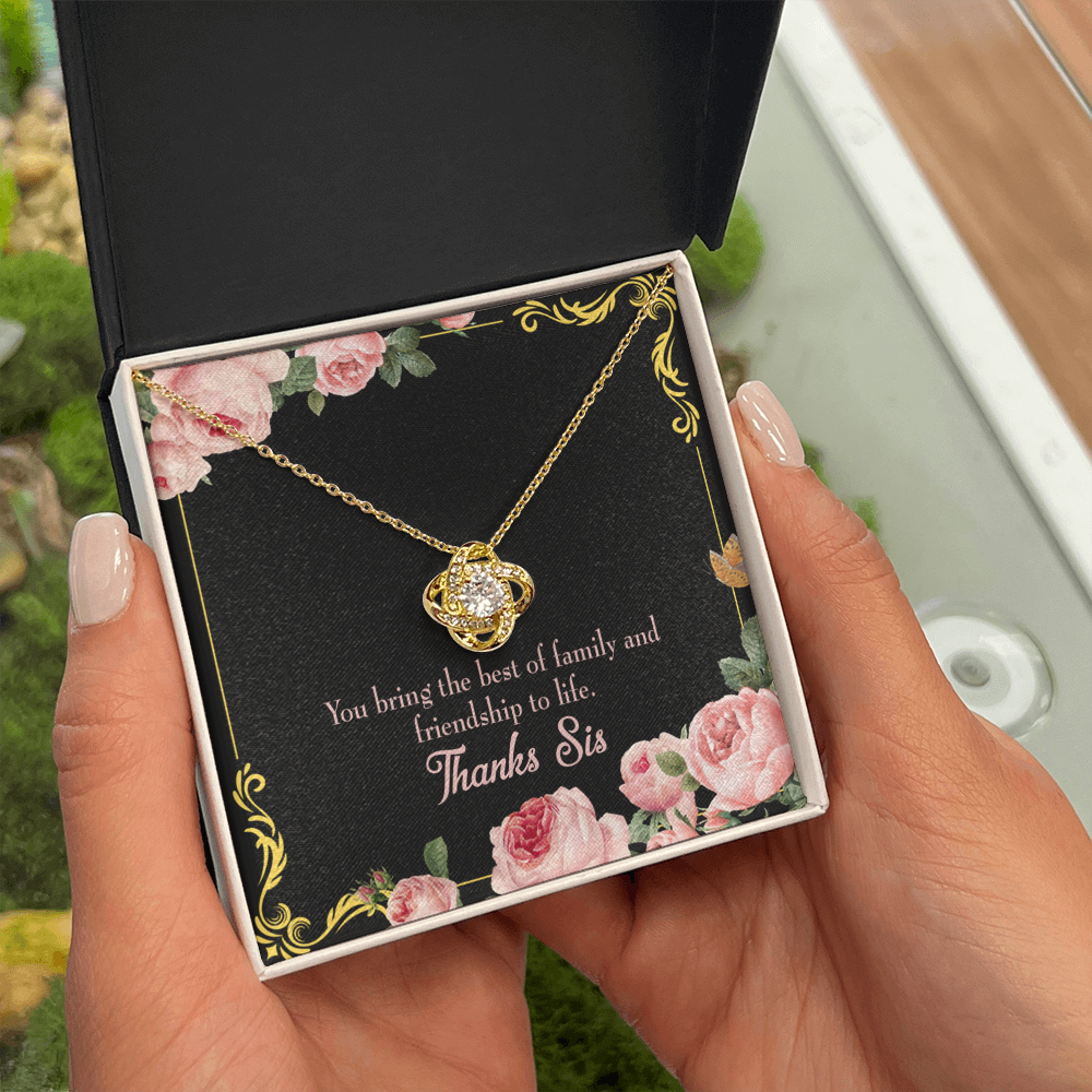 To My Sister Friendship to Life Infinity Knot Necklace Message Card-Express Your Love Gifts