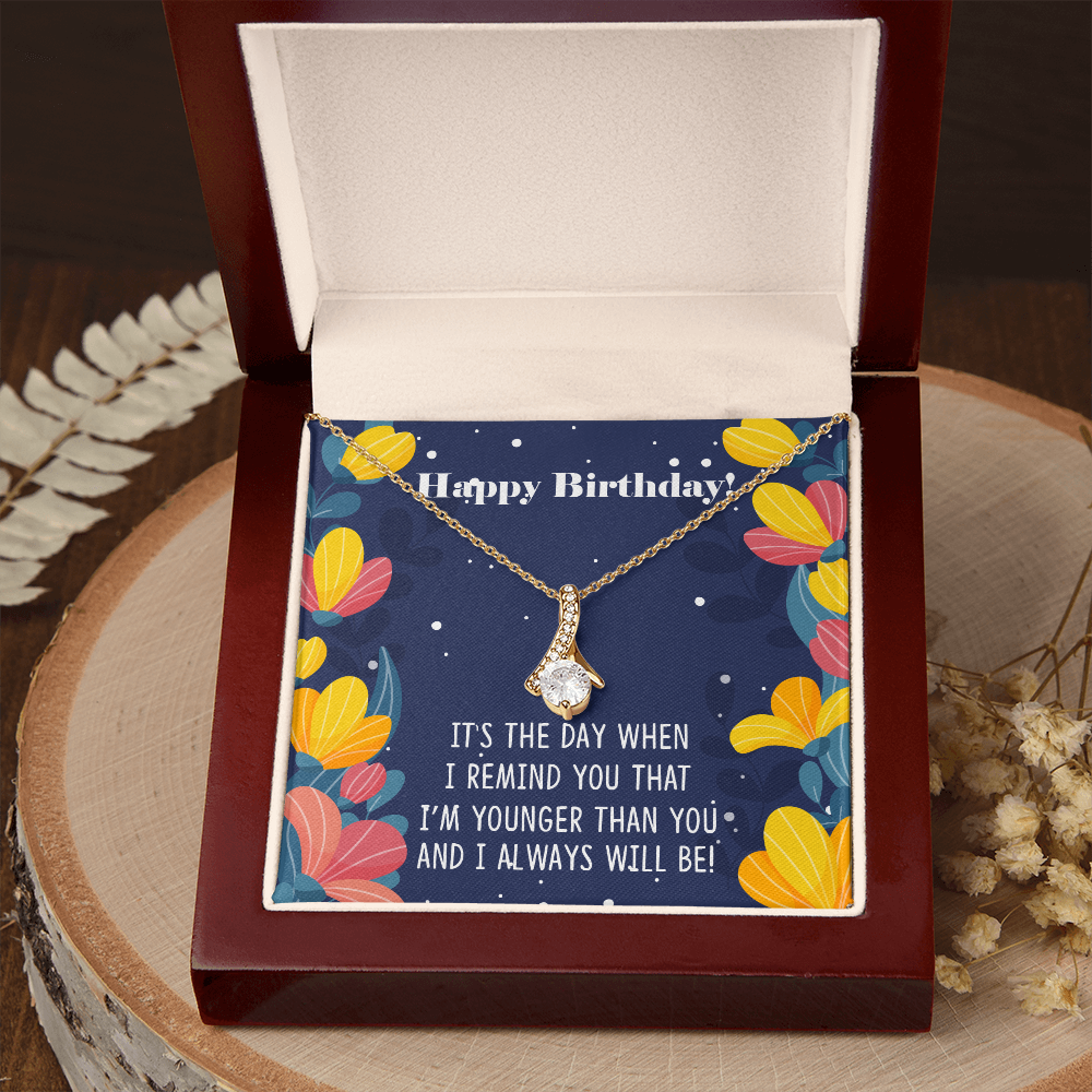To My Sister I Will Always Will Be Alluring Ribbon Necklace Message Card-Express Your Love Gifts
