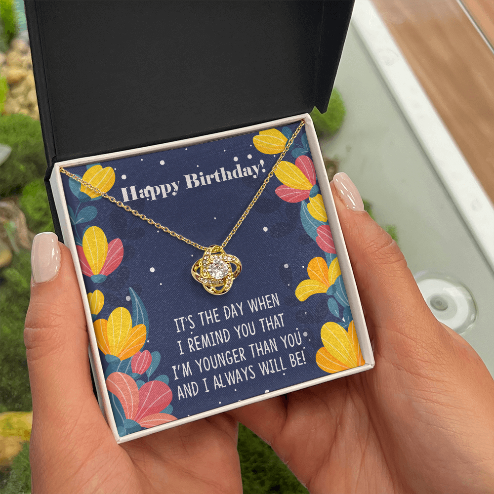 To My Sister Younger Than You Birthday Message Infinity Knot Necklace Message Card-Express Your Love Gifts