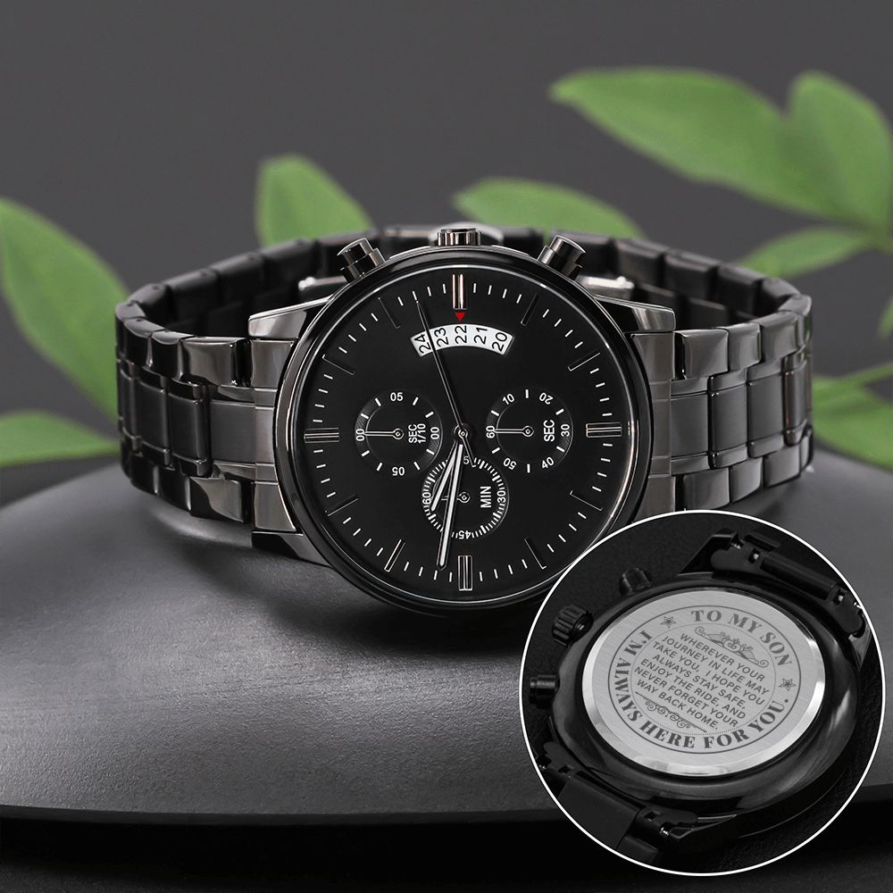To My Son Never Forget Men's Watch Multifunction Stainless Steel W Copper Dial-Express Your Love Gifts