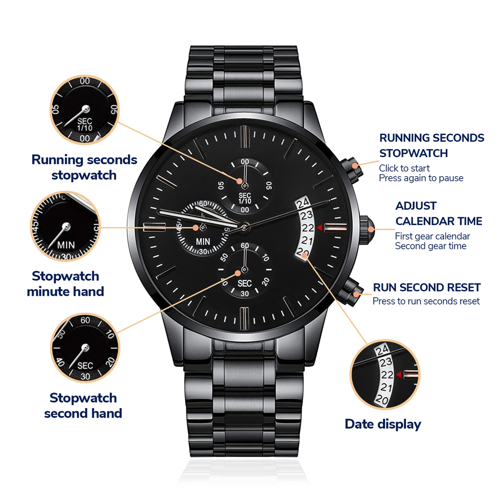 To My Son Never Forget Men's Watch Multifunction Stainless Steel W Copper Dial-Express Your Love Gifts