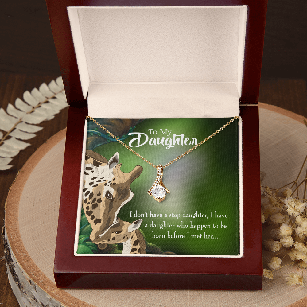 To My Stepdaughter Mom Alluring Ribbon Necklace Message Card-Express Your Love Gifts