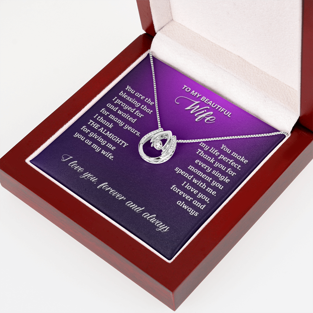 To My Wife Birthday You Are The Blessing Lucky Horseshoe Necklace Message Card 14k w CZ Crystals-Express Your Love Gifts