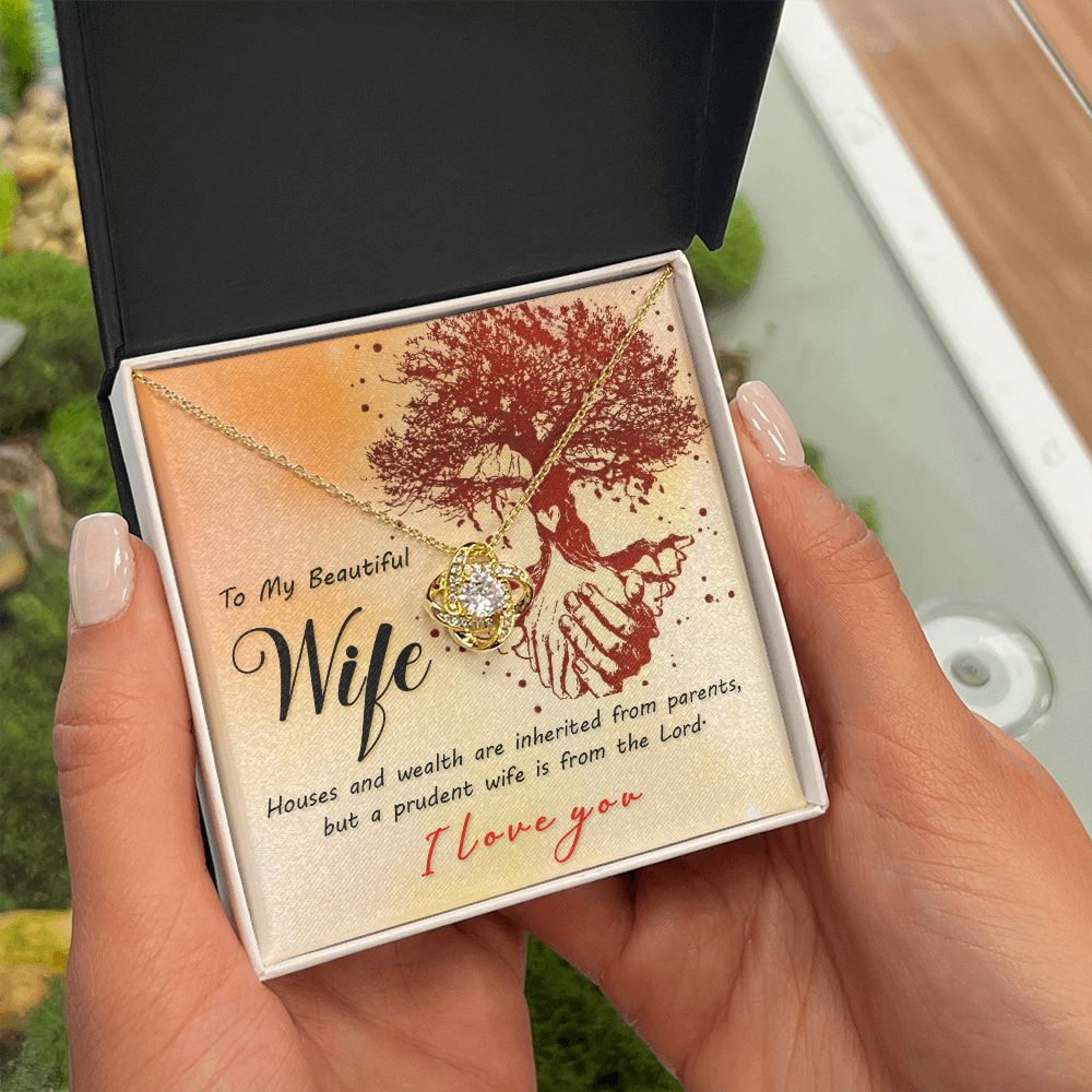 To My Wife House and Wealth Infinity Knot Necklace Message Card-Express Your Love Gifts