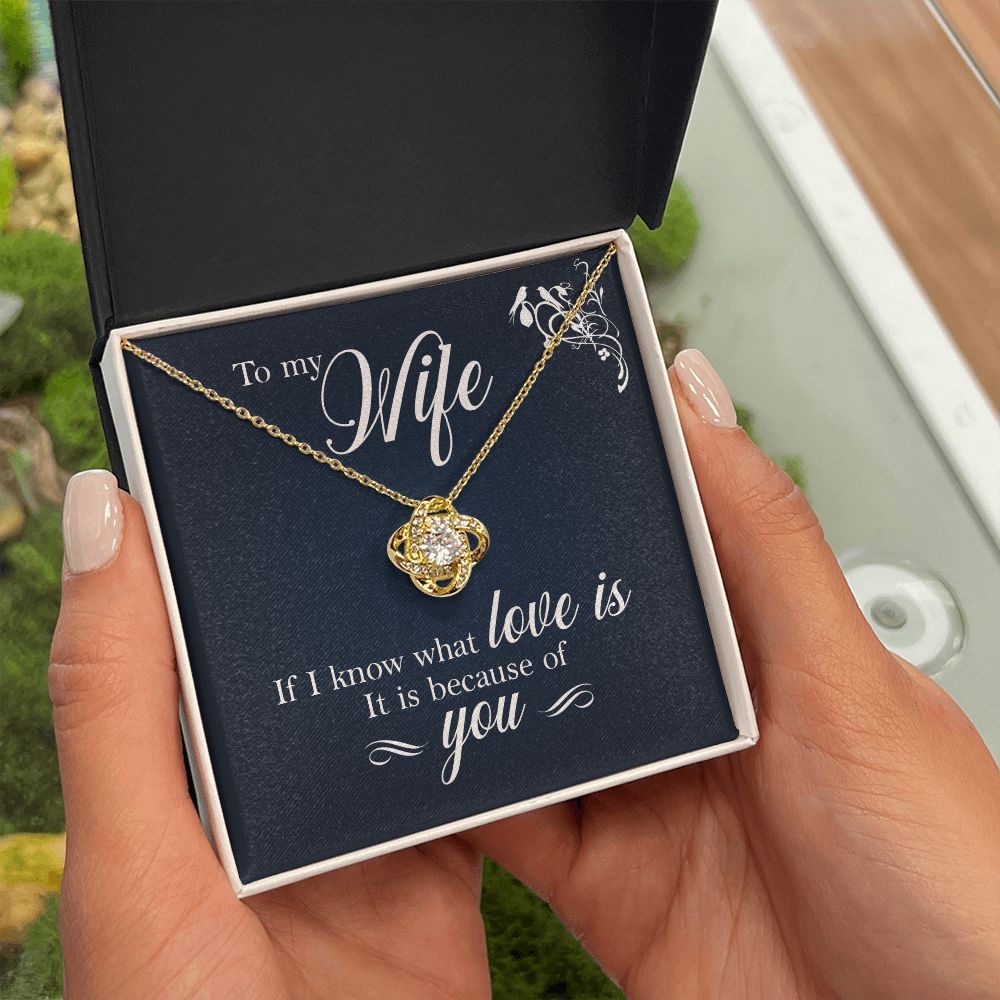 To My Wife If I Know What Love Is Infinity Knot Necklace Message Card-Express Your Love Gifts