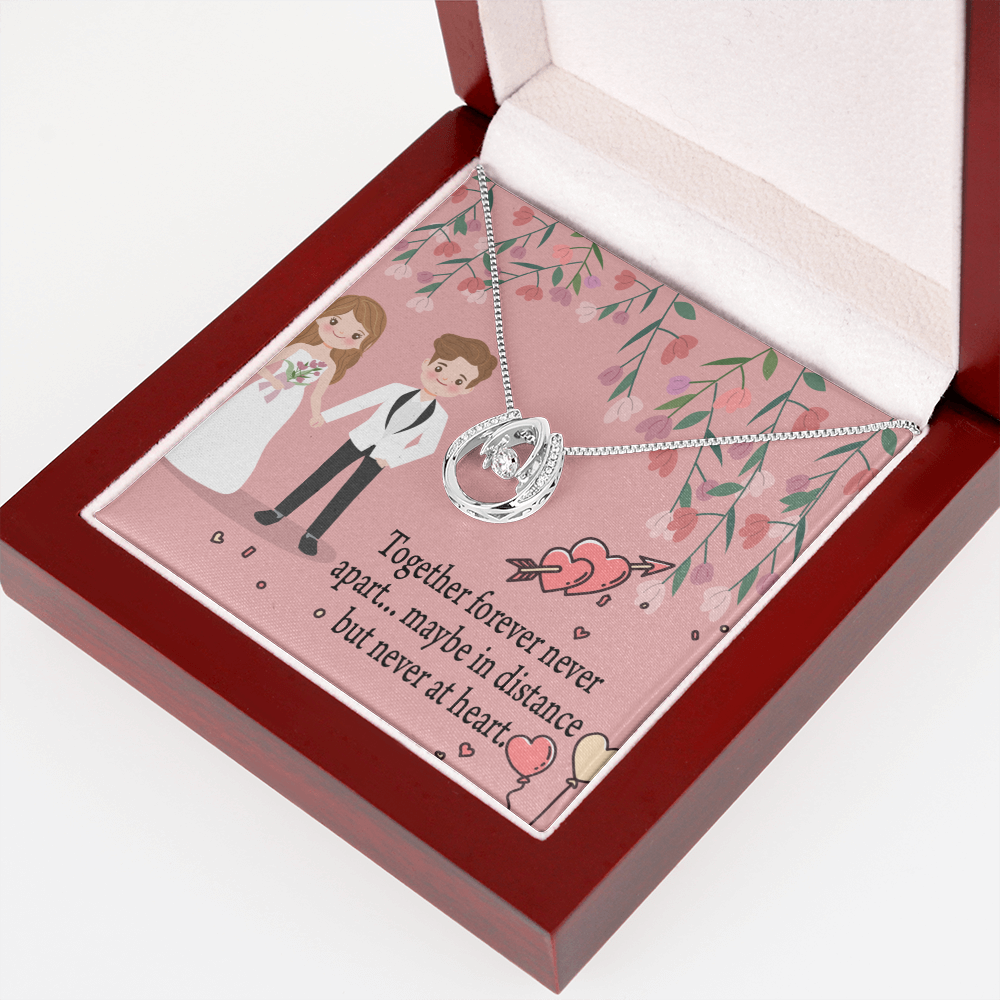 To My Wife Together Forever Lucky Horseshoe Necklace Message Card 14k w CZ Crystals-Express Your Love Gifts