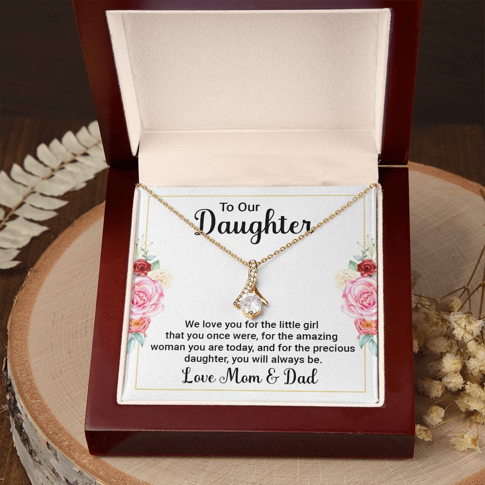 To Our Daughter We Love You Alluring Ribbon Necklace Message Card-Express Your Love Gifts