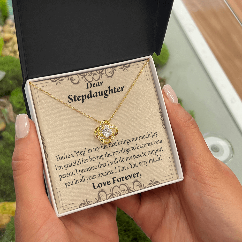 To Stepdaughter Milestones From Dad or Mom Infinity Knot Necklace Message Card-Express Your Love Gifts