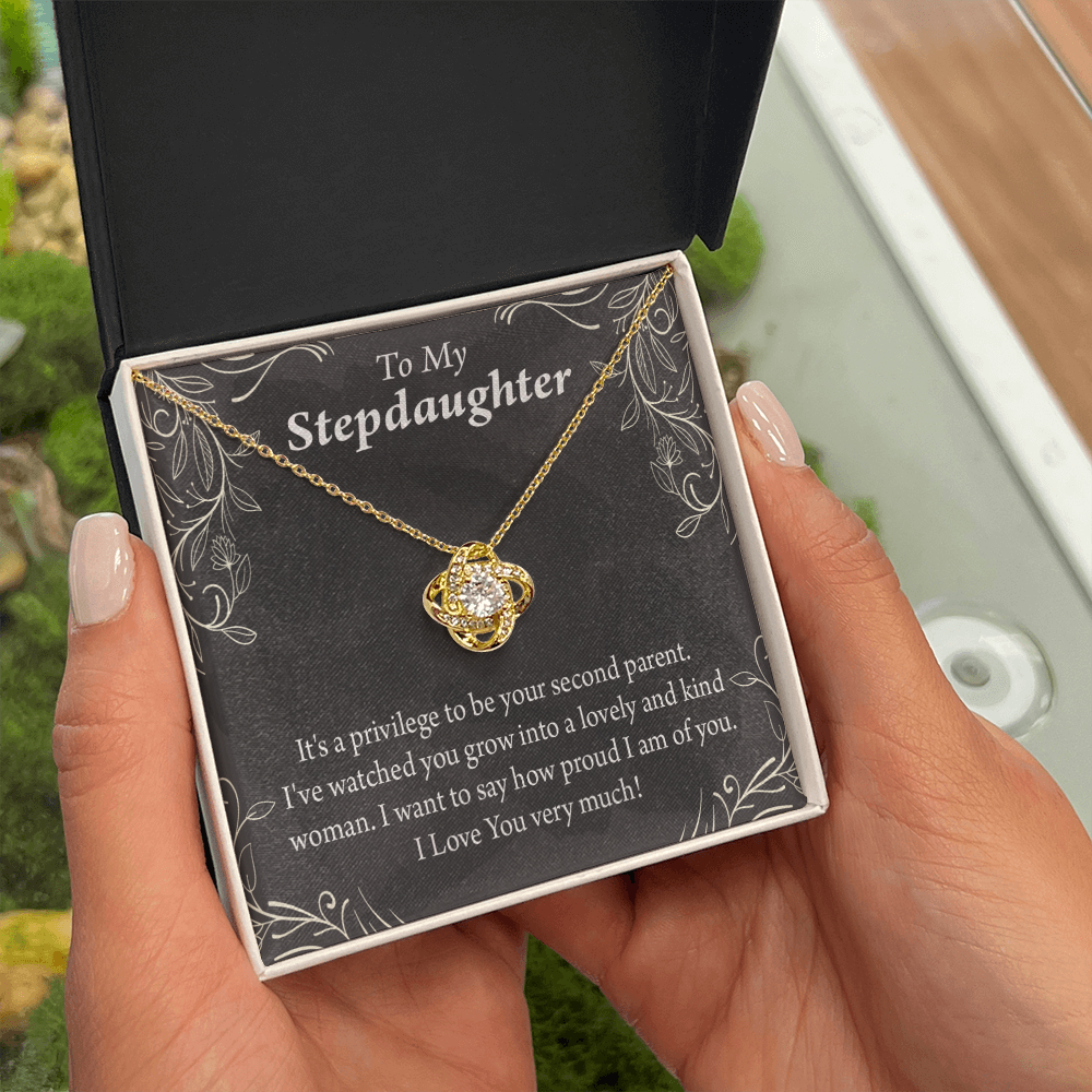 To Stepdaughter Proud of You Infinity Knot Necklace Message Card-Express Your Love Gifts