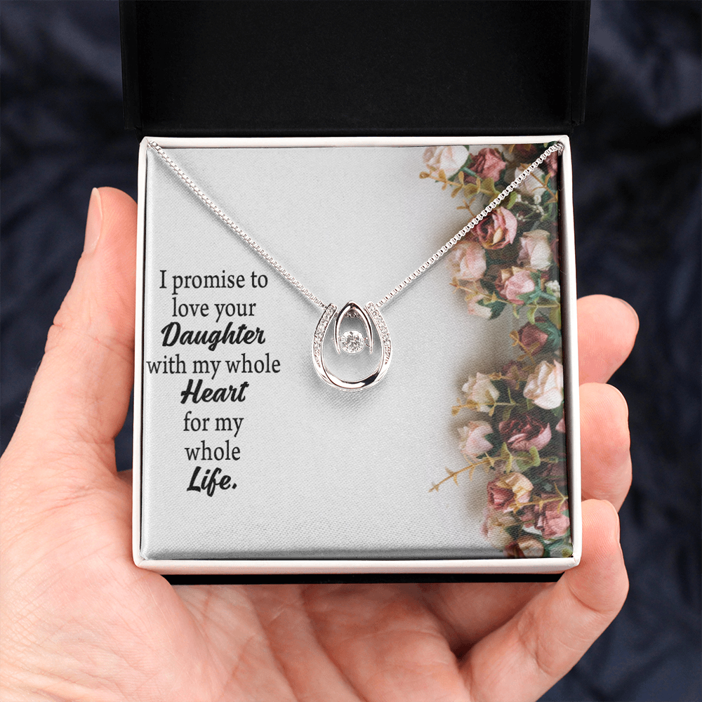 To The Mother Of The Bride My Promise Lucky Horseshoe Necklace Message Card 14k w CZ Crystals-Express Your Love Gifts