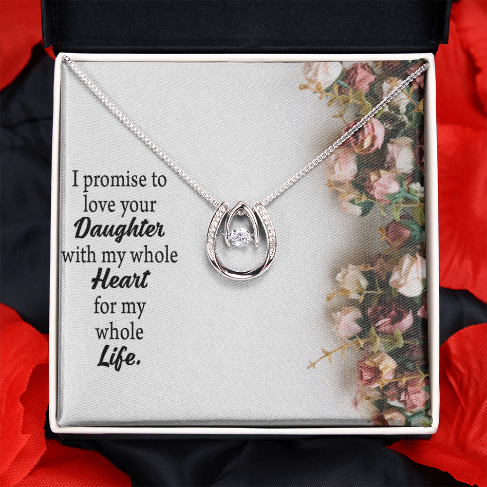 To The Mother Of The Bride My Promise Lucky Horseshoe Necklace Message Card 14k w CZ Crystals-Express Your Love Gifts