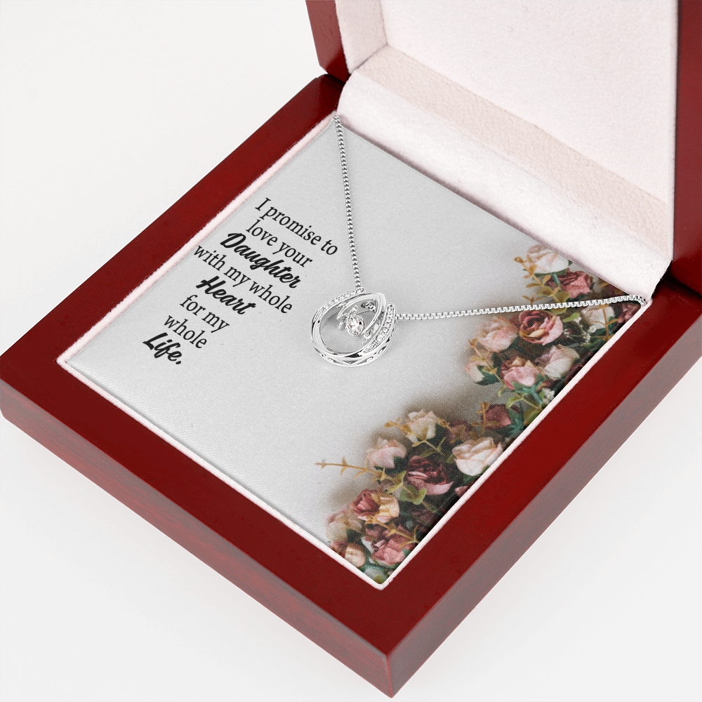 To The Mother Of The Bride My Promise Lucky Horseshoe Necklace Message Card 14k w CZ Crystals-Express Your Love Gifts