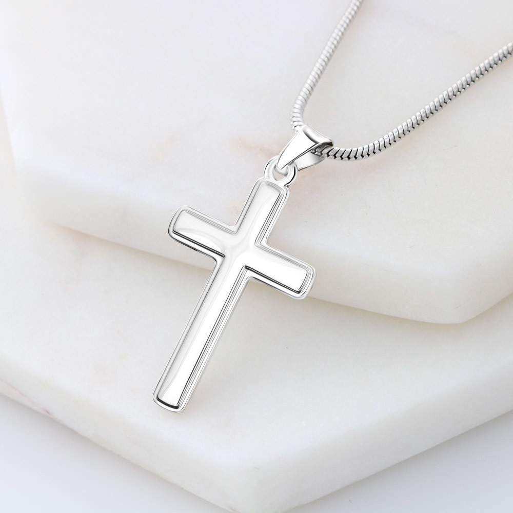 To The New Mom A Baby Makes Love Stronger Cross Card Necklace w Stainless Steel Pendant-Express Your Love Gifts