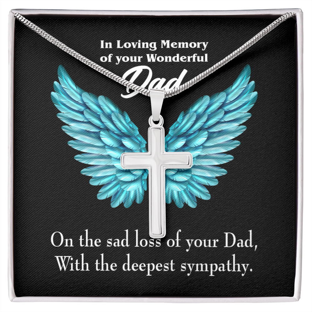 With Deepest Sympathy Dad Memorial Gift Dad Memorial Cross Necklace Sympathy Gift Loss of Father Condolence Message Card-Express Your Love Gifts