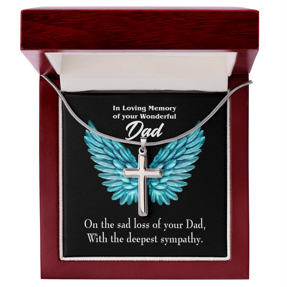 With Deepest Sympathy Dad Memorial Gift Dad Memorial Cross Necklace Sympathy Gift Loss of Father Condolence Message Card-Express Your Love Gifts